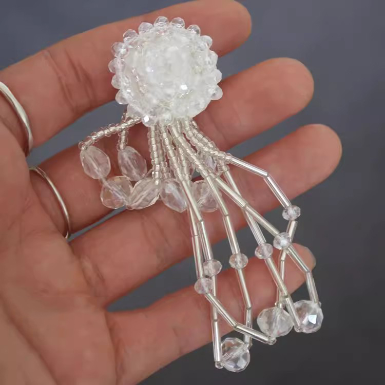 Glass Beaded Pink Brooch Accessories BA0113-Lace Fabric Shop