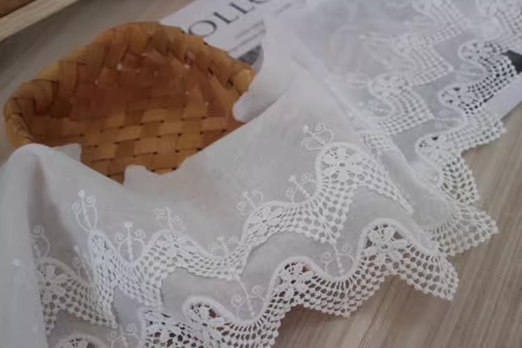 Guipure Embroidery Cotton Lace Width 19 cm EF0087-Lace Fabric Shop