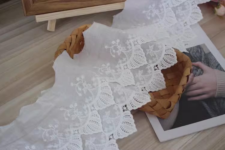 Guipure Embroidery Cotton Lace Width 19 cm EF0087-Lace Fabric Shop