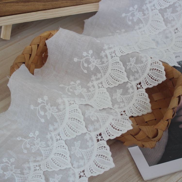 Guipure Embroidery Cotton Lace Width 19 cm EF0087-Lace Fabric Shop