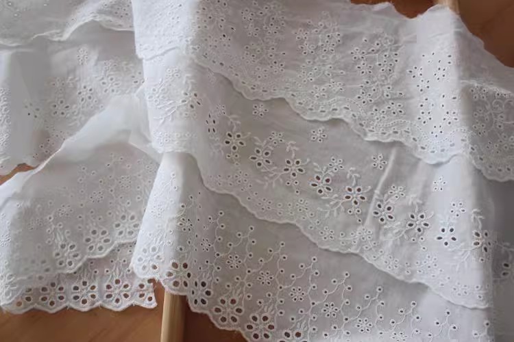Hem Sew Elyelet Fabric Width 12-19 cm EF0041-Lace Fabric Shop
