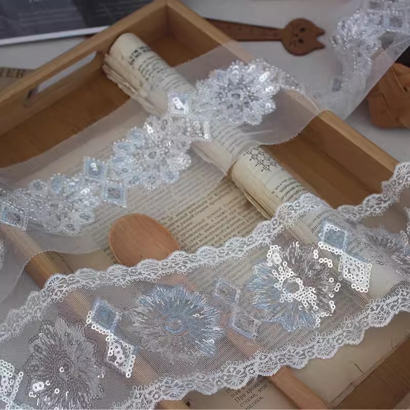 Hollow Guipure Sequin Beaded Lace Trims BT0081-Lace Fabric Shop
