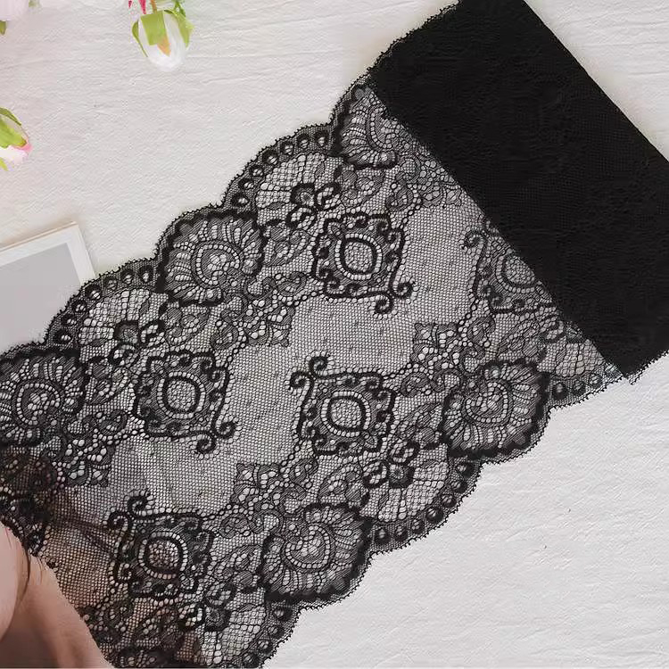 Lace Trim Stretchy Fabric Width 22-24 cm LT0394
