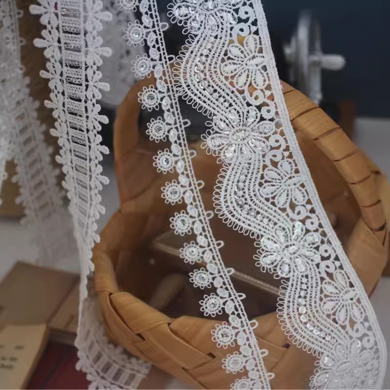 Lace With Sequins Fabric 1 Yard LT0429