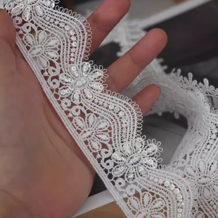 Lace With Sequins Fabric 1 Yard LT0429