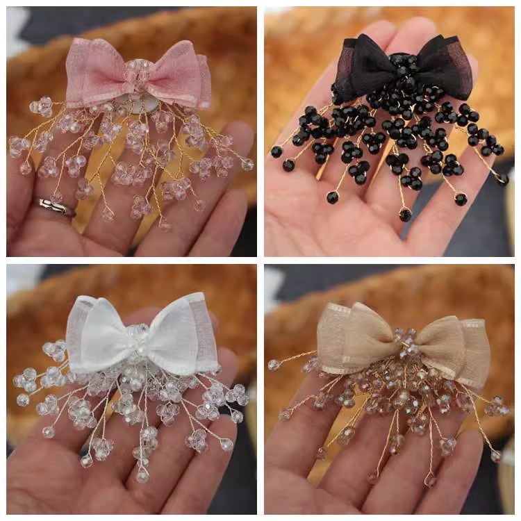 Luxury 3D Beaded Bow Tie Brooch Material BA0121-Lace Fabric Shop