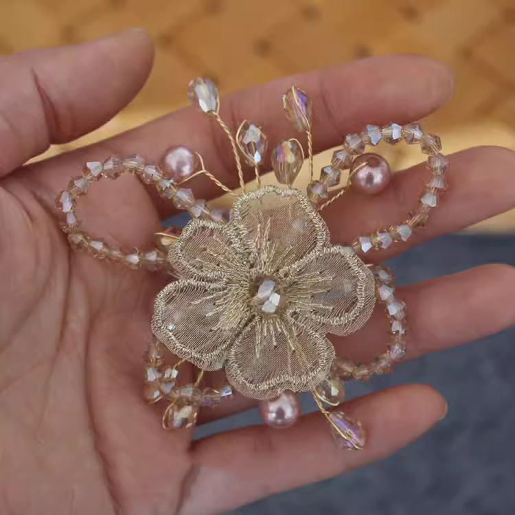 Luxury 3D Beaded Flower Brooch Material BA0120-Lace Fabric Shop