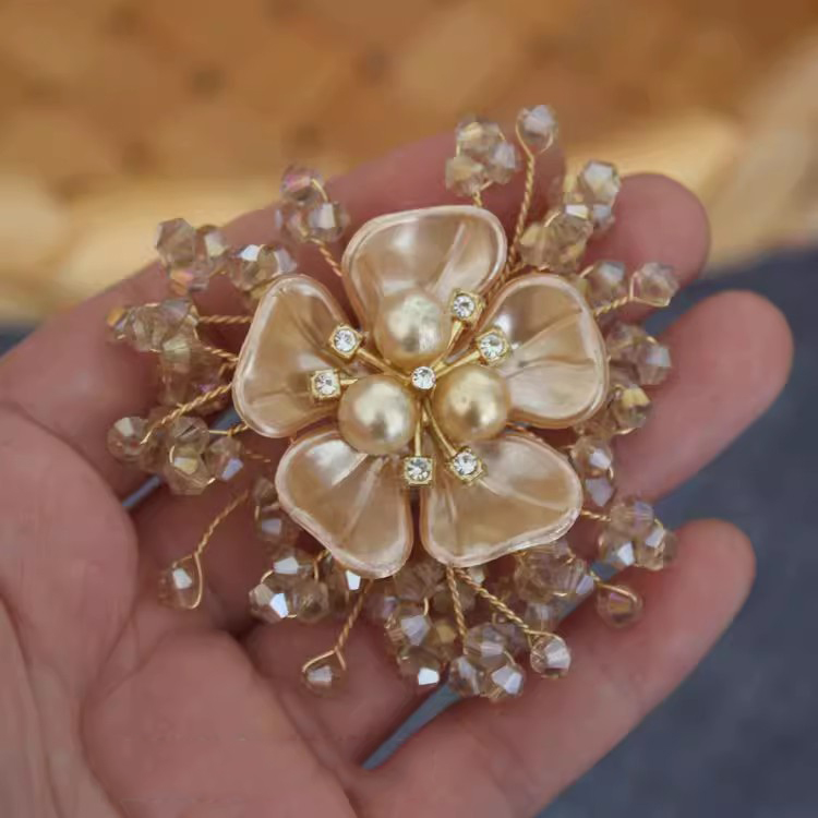 Luxury 3D Beaded Flower Brooch Material BA0120-Lace Fabric Shop