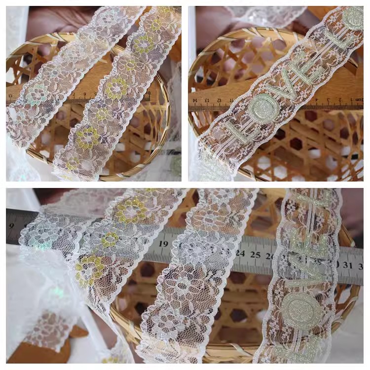 Multi Colored Lace Fabric 3 Yards Width 4 cm LT0460