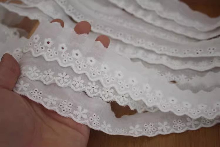 Narrow Neckline Eyelet Fabric Width 2-4 cm EF0078-Lace Fabric Shop