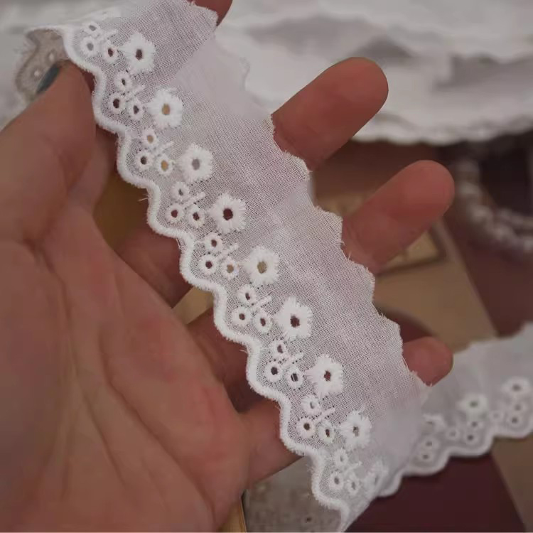 Narrow Neckline Eyelet Fabric Width 2-4 cm EF0078-Lace Fabric Shop