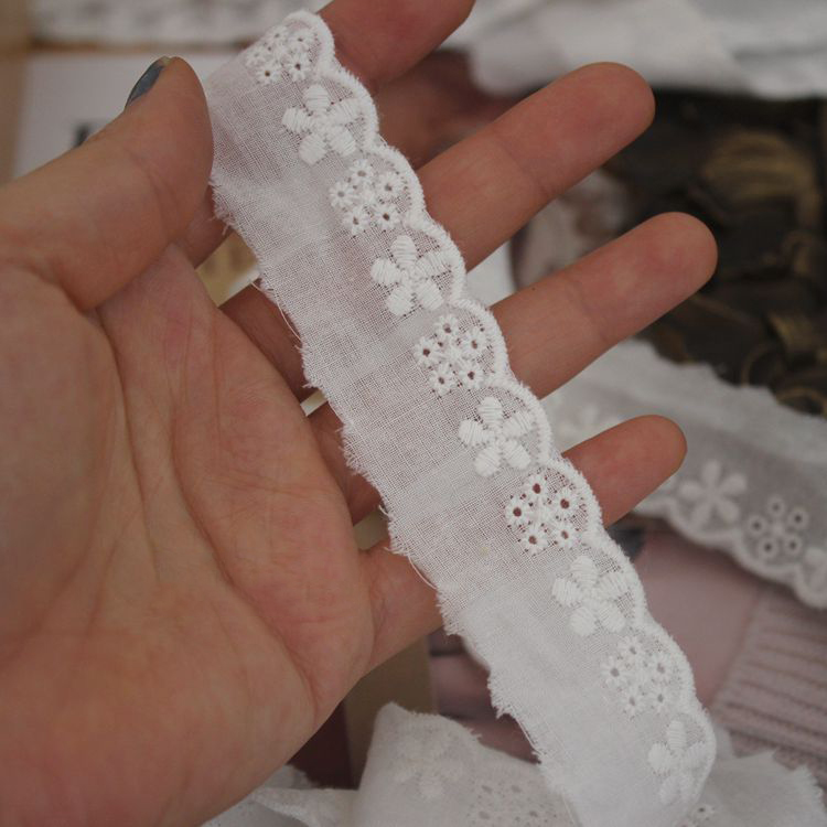 Narrow Neckline Eyelet Fabric Width 2-4 cm EF0078-Lace Fabric Shop