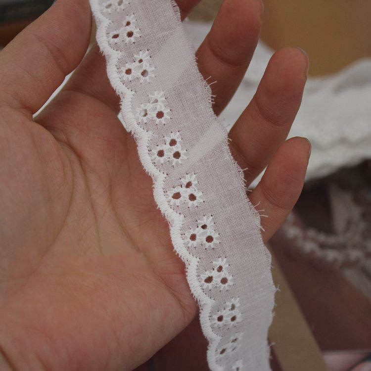 Narrow Neckline Eyelet Fabric Width 2-4 cm EF0078-Lace Fabric Shop