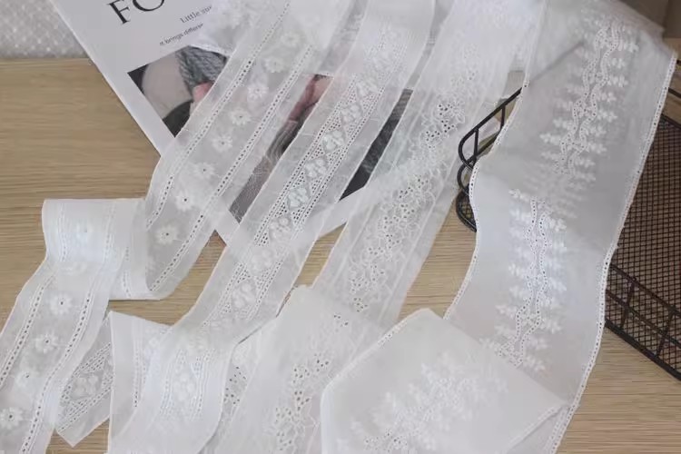 Neckline Eyelet Fabric Trim Width 5-9 cm EF0042-Lace Fabric Shop