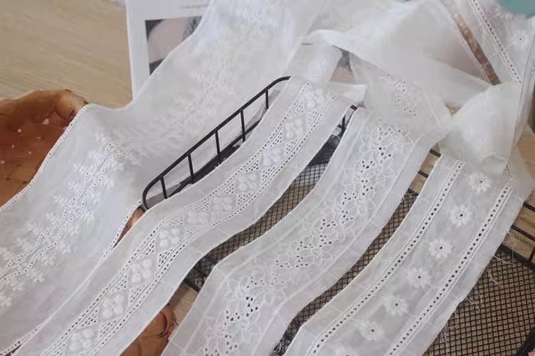 Neckline Eyelet Fabric Trim Width 5-9 cm EF0042-Lace Fabric Shop