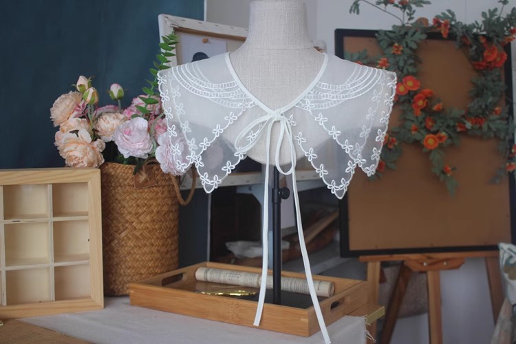 Organza Lace Embroidery Blouse Collar LC0010-Lace Fabric Shop