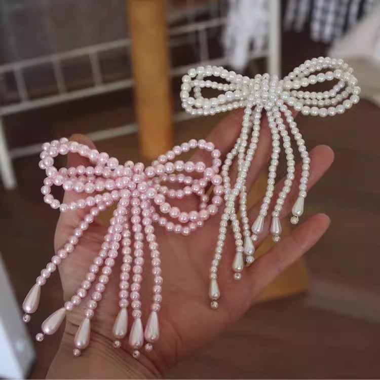 Pearl Beaded Bow Tie Jewelry Accessories BA0118-Lace Fabric Shop