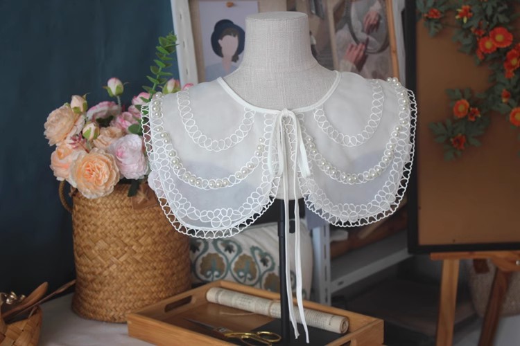 Pearl Lace Embroidery Sweater Collar LC0013-Lace Fabric Shop