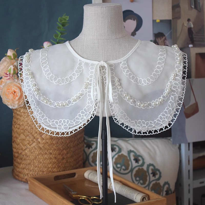 Pearl Lace Embroidery Sweater Collar LC0013-Lace Fabric Shop