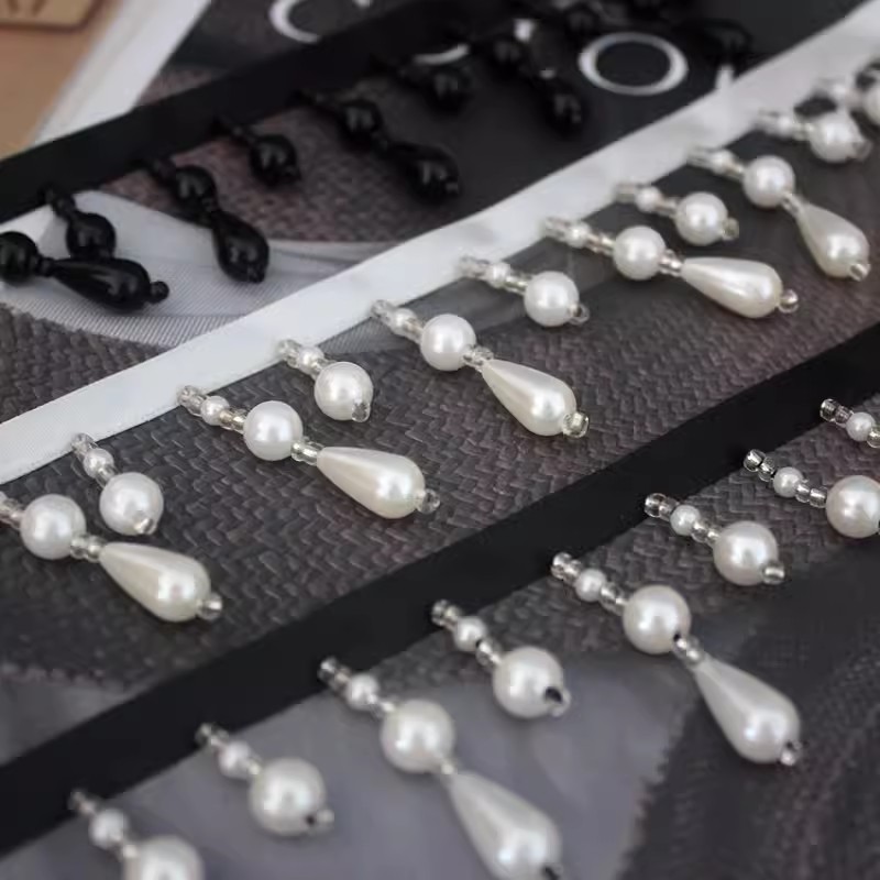 Pearl Tassel Hand Beading Lace Trim BT0142