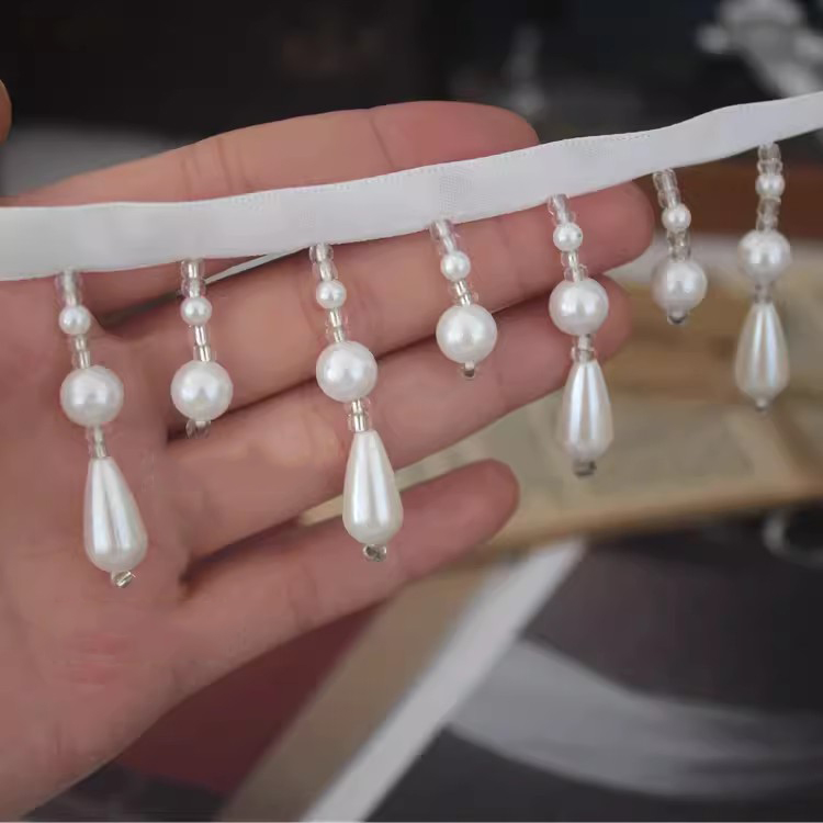 Pearl Tassel Hand Beading Lace Trim BT0142