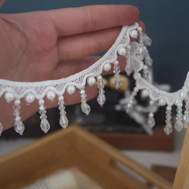 Pearl Tassels Top Lace Trim Ribbon BT0144