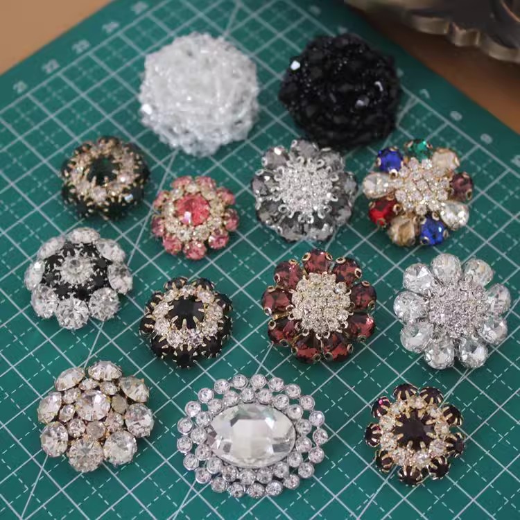 Rhinestone Cloth Buttons Decoration BU0001