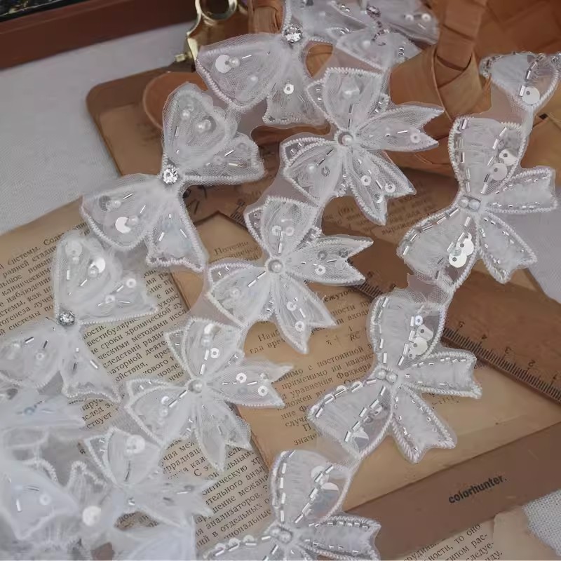 Sequin Bowtie Organza Lace Trims BT0128