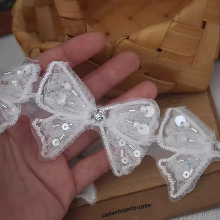 Sequin Bowtie Organza Lace Trims BT0128