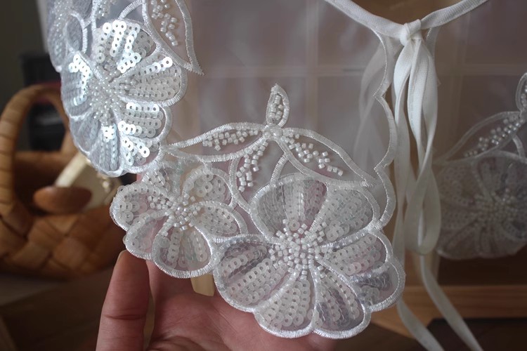 Sequins Organza Lace Embroidery Collar LC0009-Lace Fabric Shop