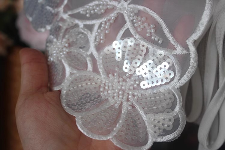 Sequins Organza Lace Embroidery Collar LC0009-Lace Fabric Shop