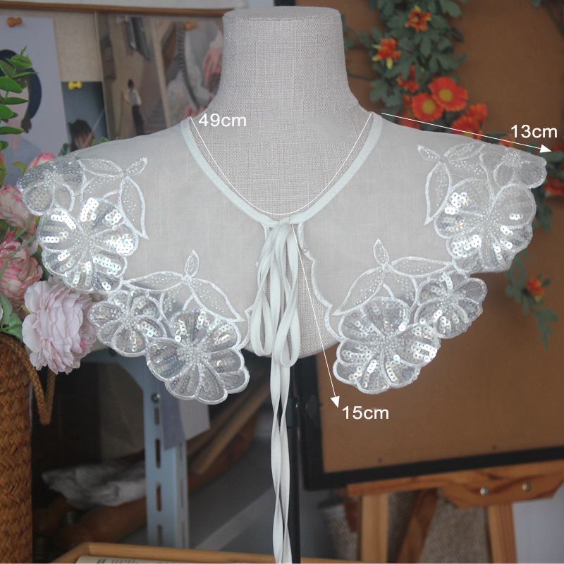 Sequins Organza Lace Embroidery Collar LC0009-Lace Fabric Shop