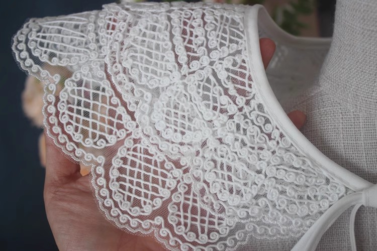 Sewing Hollow Cotton Collar Eyelet Fabric EF0067-Lace Fabric Shop