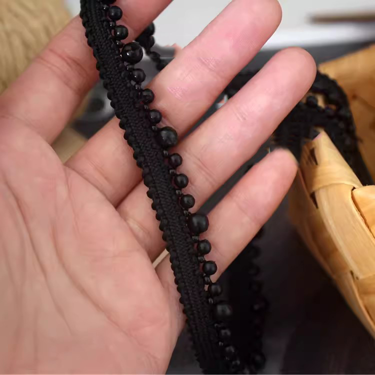 Silver Beaded Lace Trim Material BT0138