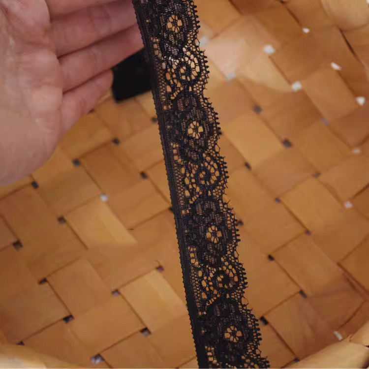 White Black Elastic Border Lace Width 2 cm LT0386