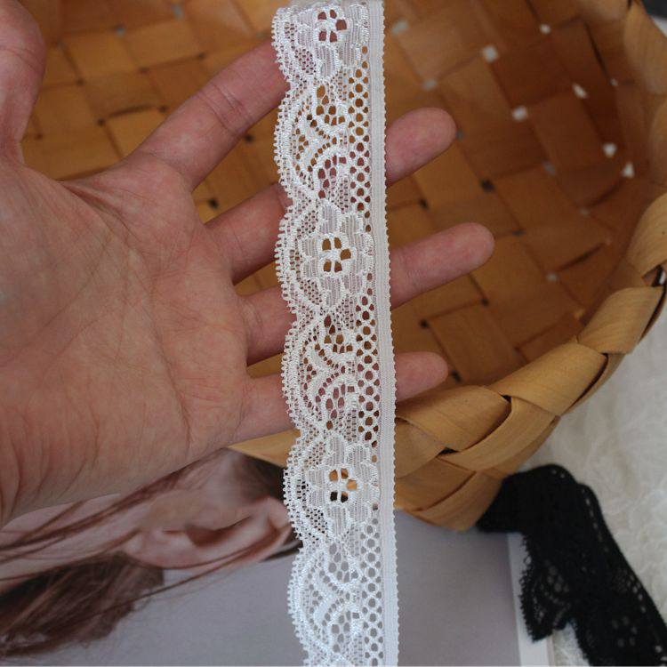 White Black Elastic Border Lace Width 2 cm LT0386