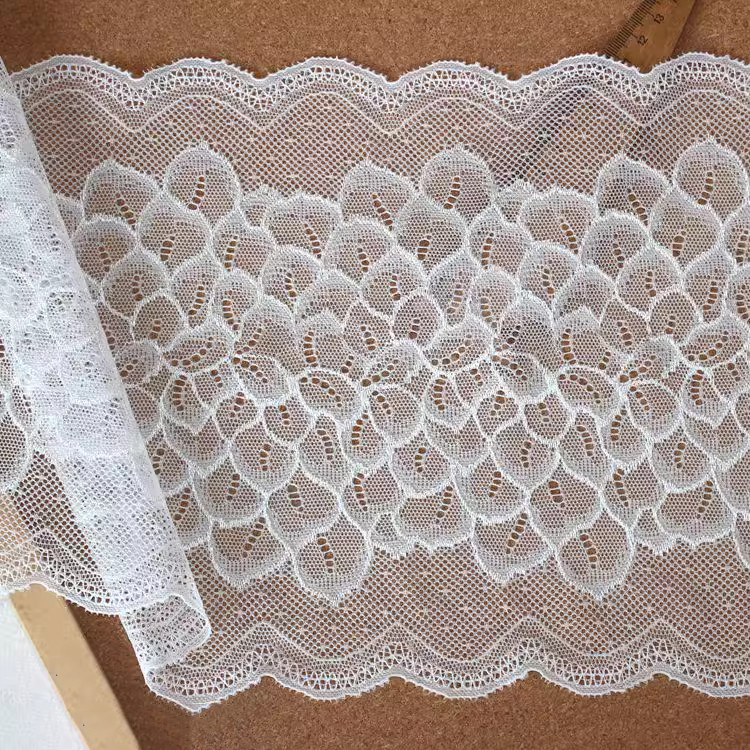 White Black Elastic Lace Trims Width 22-23 cm LT0391