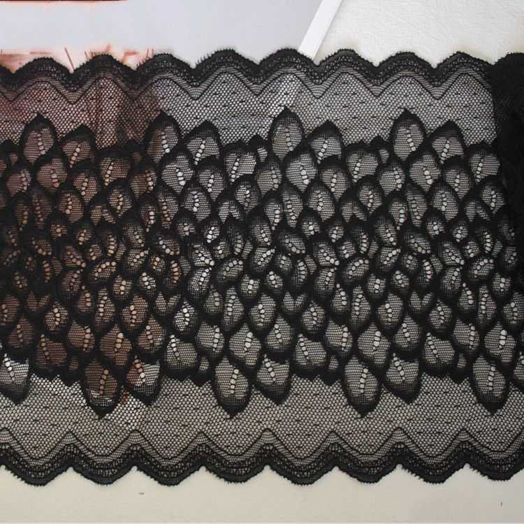 White Black Elastic Lace Trims Width 22-23 cm LT0391