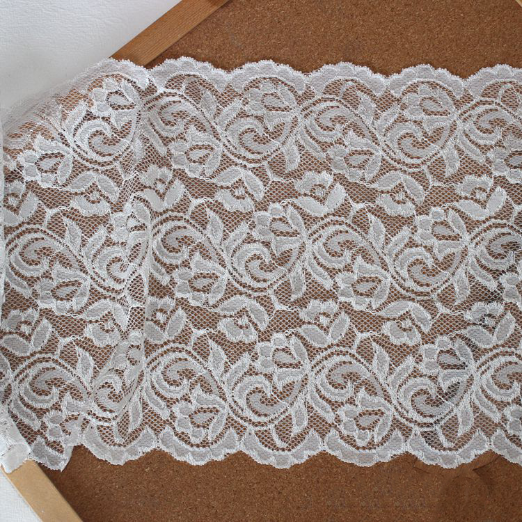 White Black Elastic Lace Trims Width 22-23 cm LT0391