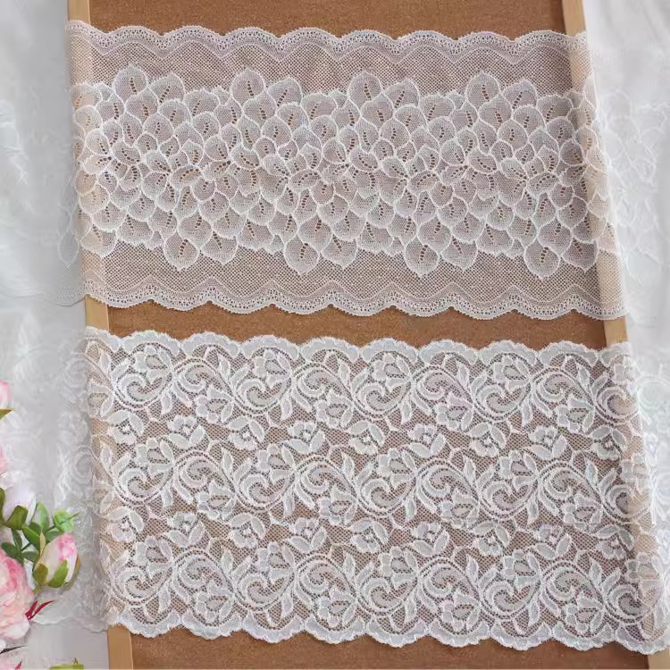 White Black Elastic Lace Trims Width 22-23 cm LT0391