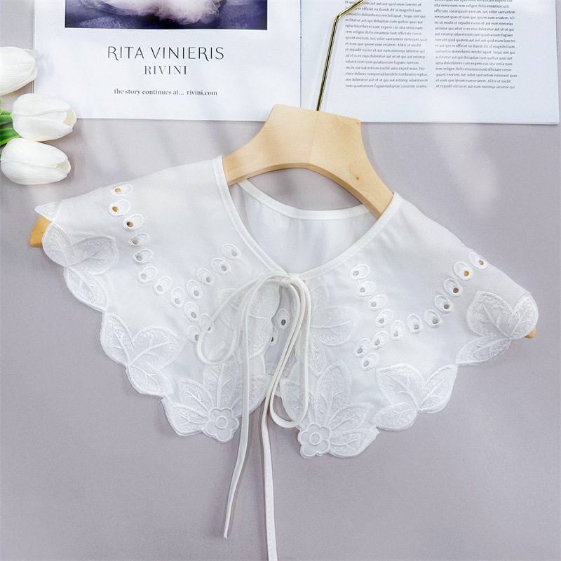 White Blouse Cotton Collar Eyelet Fabric EF0063-Lace Fabric Shop