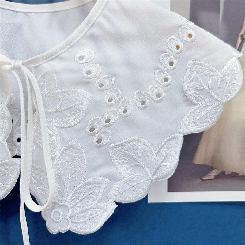 White Blouse Cotton Collar Eyelet Fabric EF0063-Lace Fabric Shop