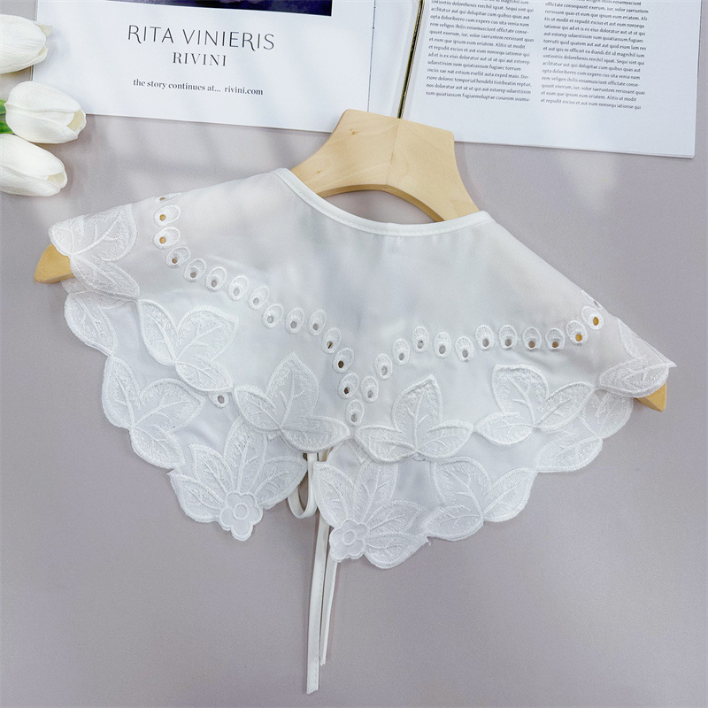 White Blouse Cotton Collar Eyelet Fabric EF0063-Lace Fabric Shop