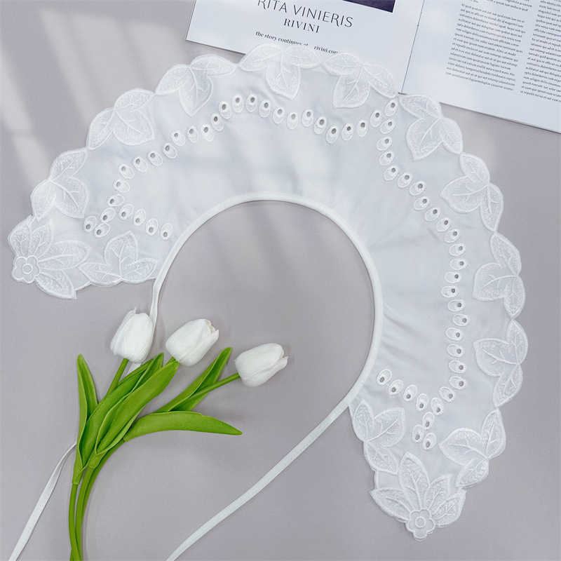 White Blouse Cotton Collar Eyelet Fabric EF0063-Lace Fabric Shop