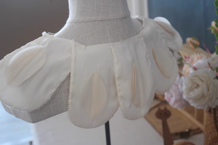 Ivory Cotton Lace Collar Eyelet Fabrics EF0059-Lace Fabric Shop