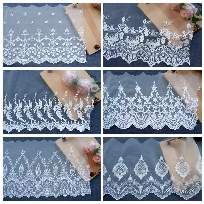 White Cotton Embroidery Fabric Width 25-36 cm TF0125