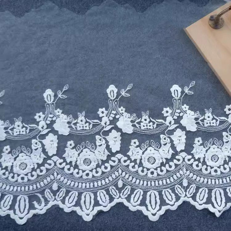 White Cotton Embroidery Fabric Width 25-36 cm TF0125