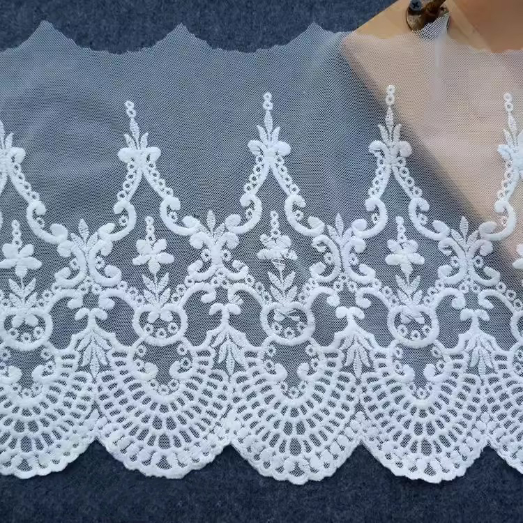 White Cotton Embroidery Fabric Width 25-36 cm TF0125