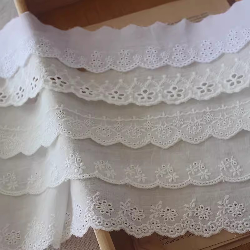 White Cotton Eyelet Fabric Width 5 cm EF0121