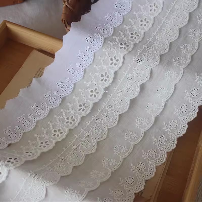 White Cotton Eyelet Fabric Width 5 cm EF0121
